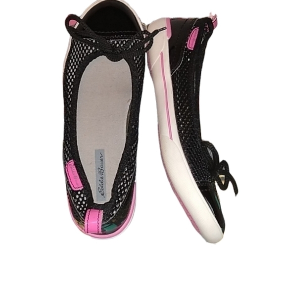 EDDIE Bauer Pink & Black Mesh look flats Size 6M - Picture 1 of 8